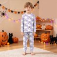 thumbnail image 2 of TOWED22 Kids Pajamas For Girls Boys Skeleton Pumpkin Ghost Graphic Cotton Sleepwear Toddler Clothes Halloween Pumpkin Outfit(Light Purple,2-3 Y), 2 of 9