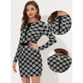 thumbnail image 2 of Vestido ajustado sexy para mujer Vestidos a cuadros con panel de malla Negro XL, 2 of 4