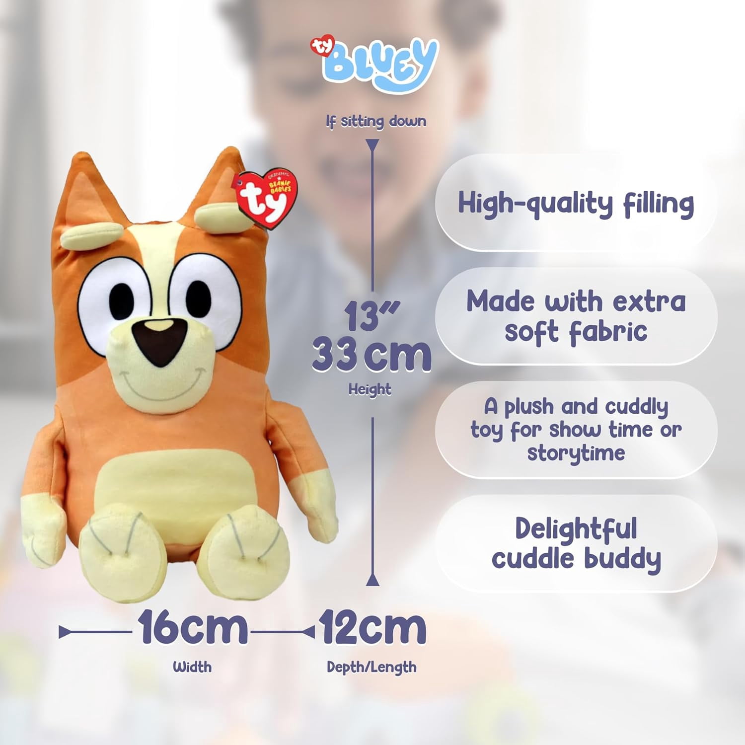 TY Beanie Babies Bluey & Bingo 13" Soft Body 2-Pack Bundle, Stuffed Animals and Plush Toys, Blue and Orange