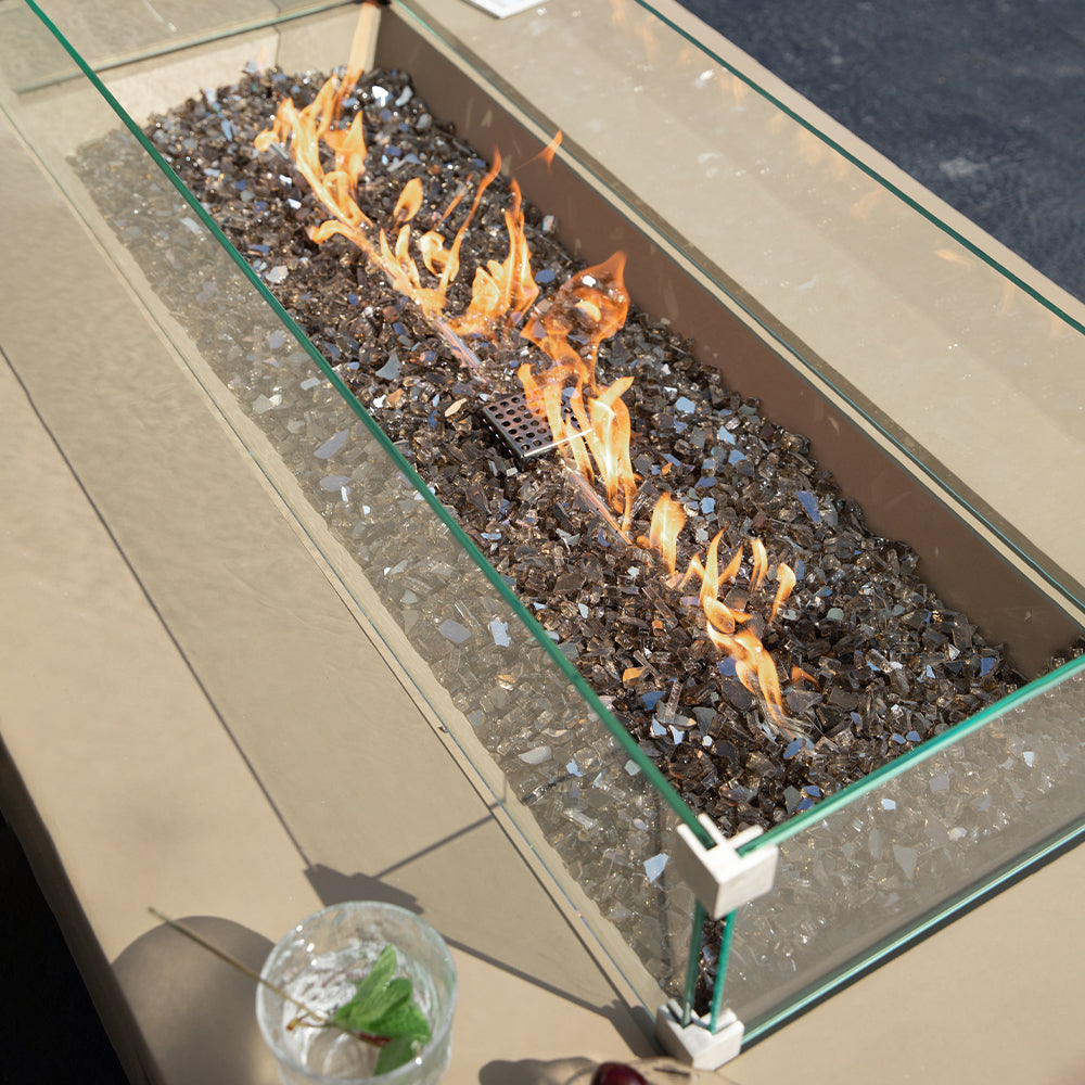 Elementi Plus Colorado Natural Gas Fire Pit for Outside Outdoor Fire Pit Table Smokeless Firepit Concrete Rectangular Fire Table Patio Heater Fireplace 60000 BTUs - Sunlight Yellow, 55.9 x 31.9 Inches