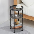 thumbnail image 5 of Small Round Side Table with Charging Station for Small Spaces, 3-Tier Round Accent Table with USB Ports & Power Outlets, Round Corner Table Tea Sofa Side Table for Living Room Bedroom Apartment (Grey), 5 of 18