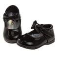 thumbnail image 3 of Josmo Baby Girls Mary Jane Flats with Bow Detail: Non, Slip Sole Wedding Flower Girls Shoes (Little Kid), Black Patent, 7, 3 of 7