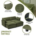 thumbnail image 3 of Betisef Modular Sectional Sofa W/ Deep Seat,Freely Combined Comfy Corduroy Couch,Arm Chair W/ Pillows for Living Room, Apartment,L-Shaped 2-seat Oversized Sofa W/ Double Movable Ottoman Green, 3 of 7