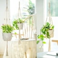 thumbnail image 2 of Pekkaxy 3 Pack Macrame Plant Hangers,  Hanging Planters Indoor Basket Decorative Flower Pots Holder Stand Boho Home Decor, Ivory, 2 of 9
