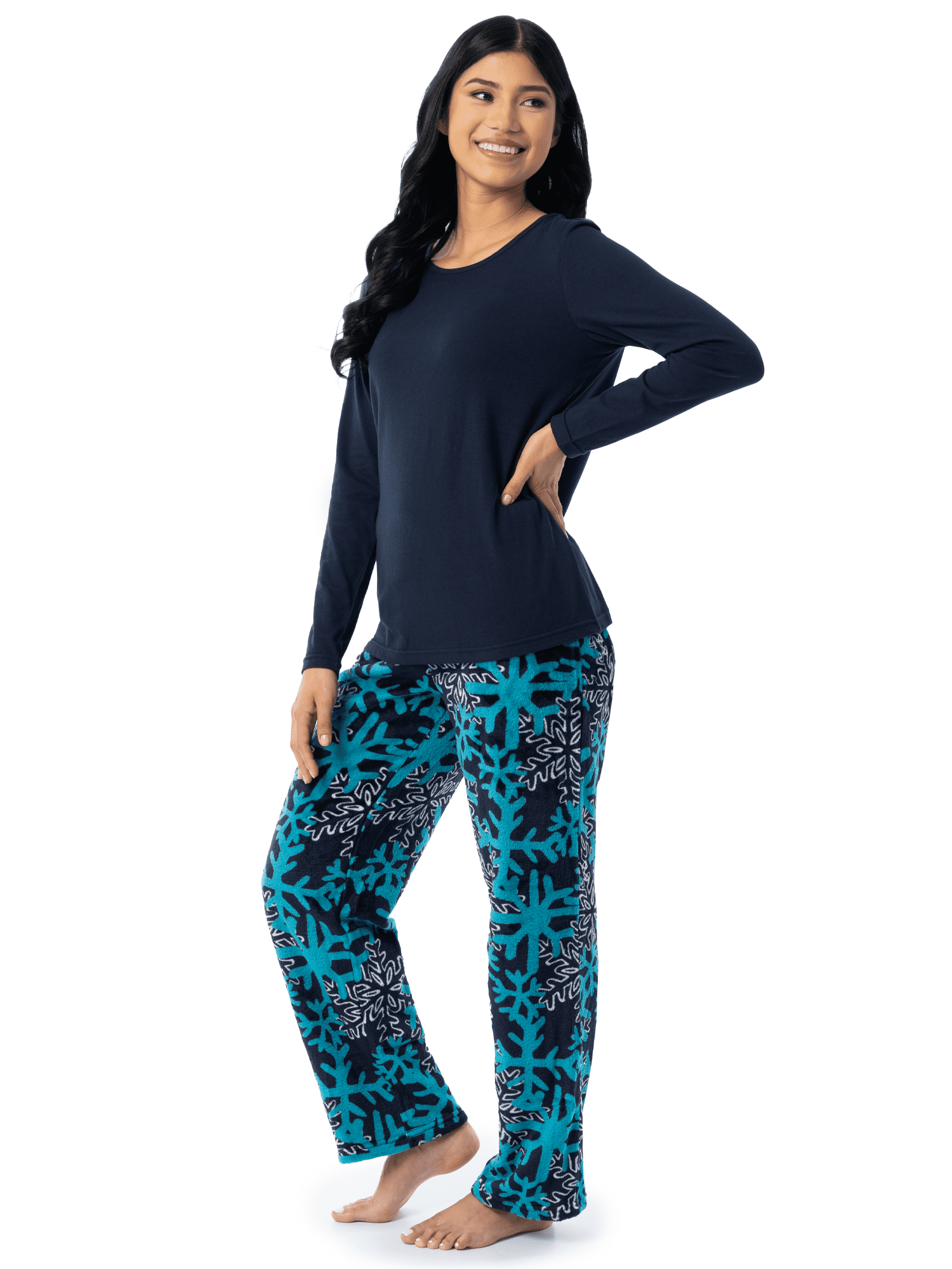 Fruit of the Loom Women's Beyond Soft Long Sleeve Top & Fleece Bottom Pajama Set, Sizes S-4X