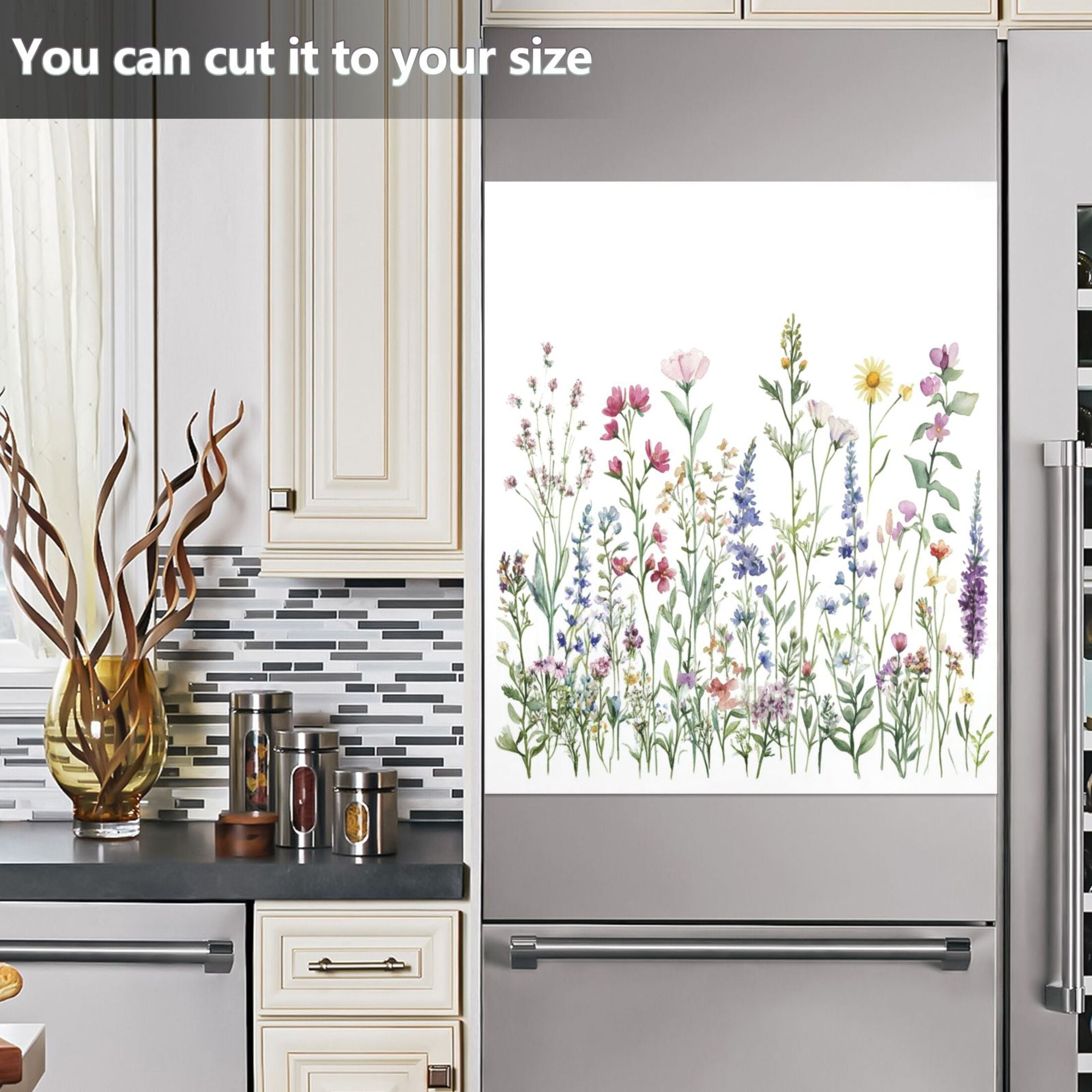 Dishwasher Magnetic Sticker 23x26 Inch Refrigerator Magnetic Sticker Washing Machine Magnetic Sticker Kitchen Panel Magnetic Sticker Home Decor Watercolor Red Flower