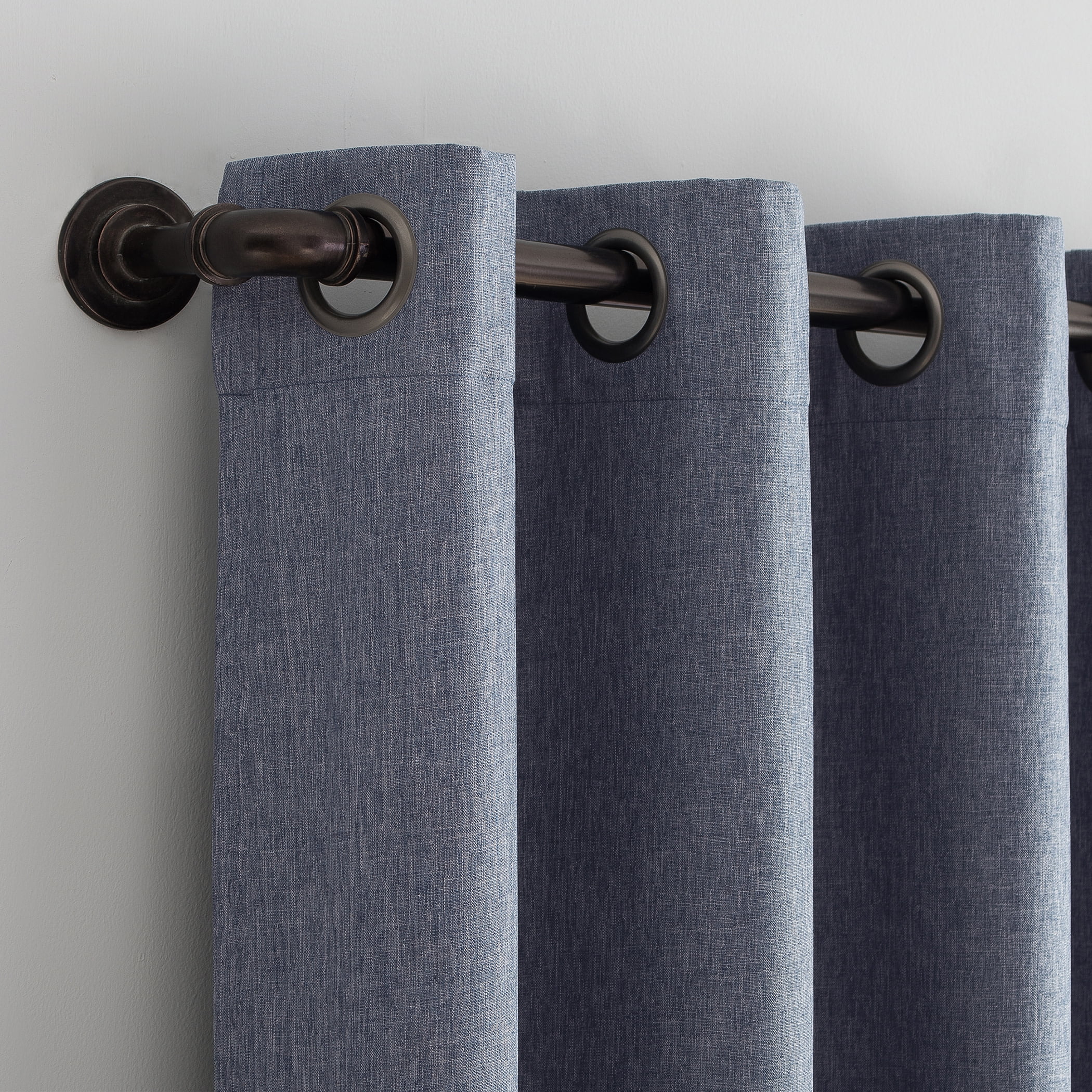 Sun Zero Tyrell Tonal Texture Draft Shield Fleece Insulated 100% Blackout Grommet Curtain Panel In Navy Blue, 50"X63", Navy Blue