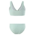thumbnail image 5 of Hessimy Teen Girls Tankini Swimsuit 2 Piece Bathing Suit Color-Block Girls' Swimwear（Light Blue,9-10 Years), 5 of 7