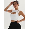 thumbnail image 2 of Push up Sports Bra for Women Sexy Hollow Crop Tops with Removable Cups Workout Fitness Yoga Bra Medium Support White S, 2 of 8