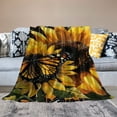thumbnail image 2 of PRATYUS  Sunflower Throw Blanket Gifts for Women Girls Butterfly Flowers Theme Decor for Couch Bed Sofa Travelling Camping, Birthday Soft Cozy Lightweight Blankets for Kids Adults 60x80in, 2 of 6
