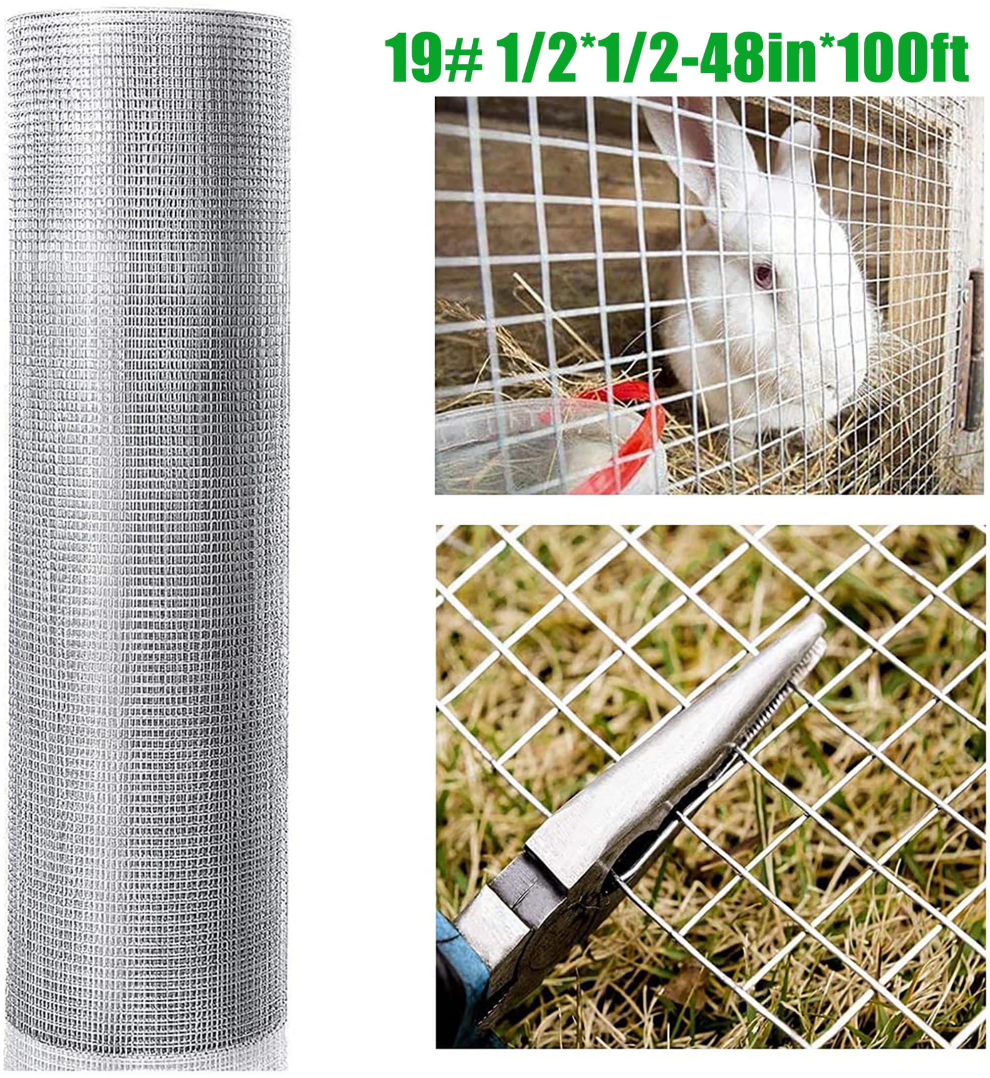 BOFANG 100ft x 48in 1/2" Hardware Cloth Netting with Hot-Dip Galvanized 19 Gauge