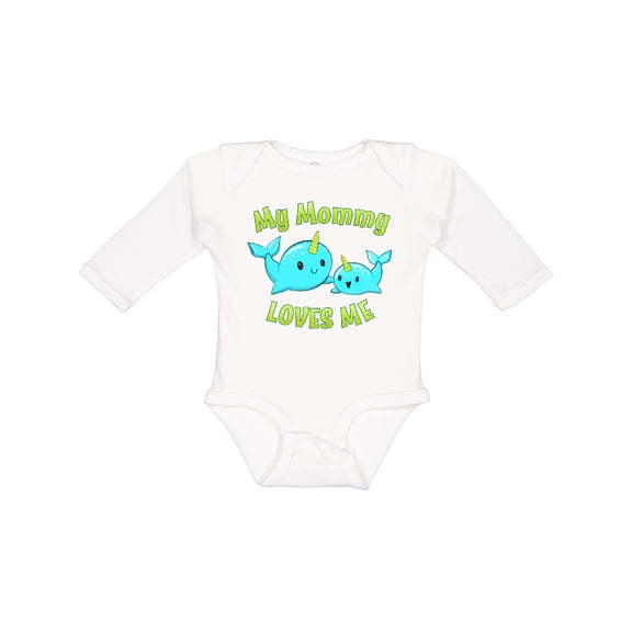 Inktastic My Mommy Loves Me Cute Narwhal Boys or Girls Long Sleeve Baby Bodysuit
