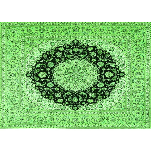 Ahgly Company Indoor Rectangle Medallion Green Traditional Area Rugs, 3' x 5'