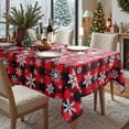 thumbnail image 2 of Christmas Tablecloth Rectangle, Plaid Table Cloth with Snowflake Decorations, Heavy Weight & Spillproof Table Cover for Dining, Party & Holidays (Snow Patterns,Square), 2 of 6