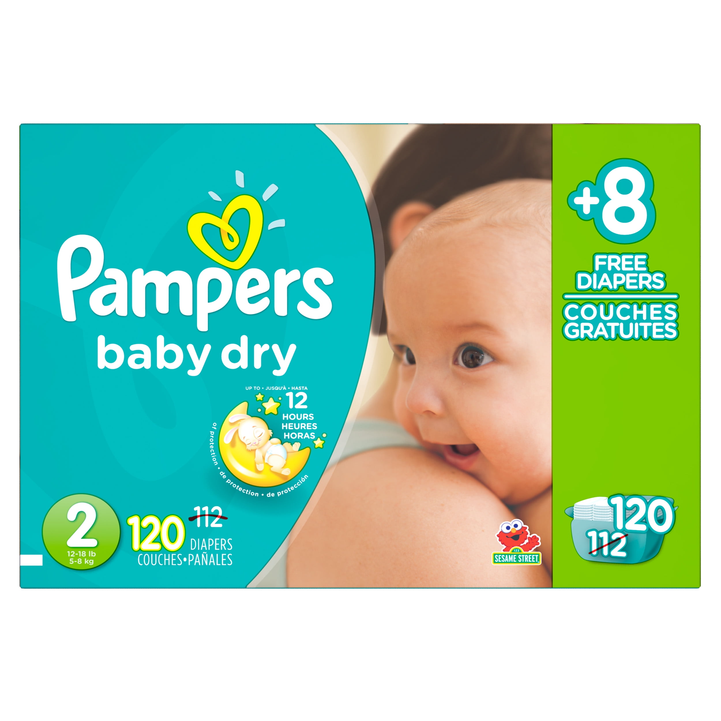 Pampers Baby Dry Diapers Size 2 Bonus Pack 120 Count