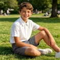 thumbnail image 6 of Mifsaly Kids Back To School Uniform Sets Girls Boys Short Sleeve White Button Up Shirts and Shorts First Day Of School Casual 2 Piece Outfits, 6 of 9