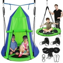 SereneLife 40" Kids Hanging Tent Swing, Outdoor Saucer Swing with Hang Kit made with Nylon.