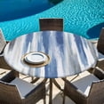thumbnail image 6 of Blue Gray Round Tablecloth, Fitted Table Cover with Elastic for 36"-44" Round Tables, Modern Simple Abstract White Ombre Texture Table Cloth Outdoor Indoor Dinning Party Waterproof Tablecloths, 6 of 7