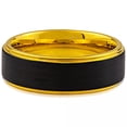 thumbnail image 2 of Ip Black Vertical Brush And Polished Yellow Gold Plated Step Edged Tungsten Ring, 2 of 2