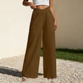 thumbnail image 4 of Linen Palazzo Pants for Women High Waisted V-Cross Trousers Loose Fit Wide Leg Slacks Soft Flowy Long Trousers Business Casual Wear, 4 of 6