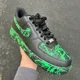 thumbnail image 3 of Air Force 1 Custom Mens Black Shoes, Radioactive Neon Green Splatter, Sneakers, 3 of 6