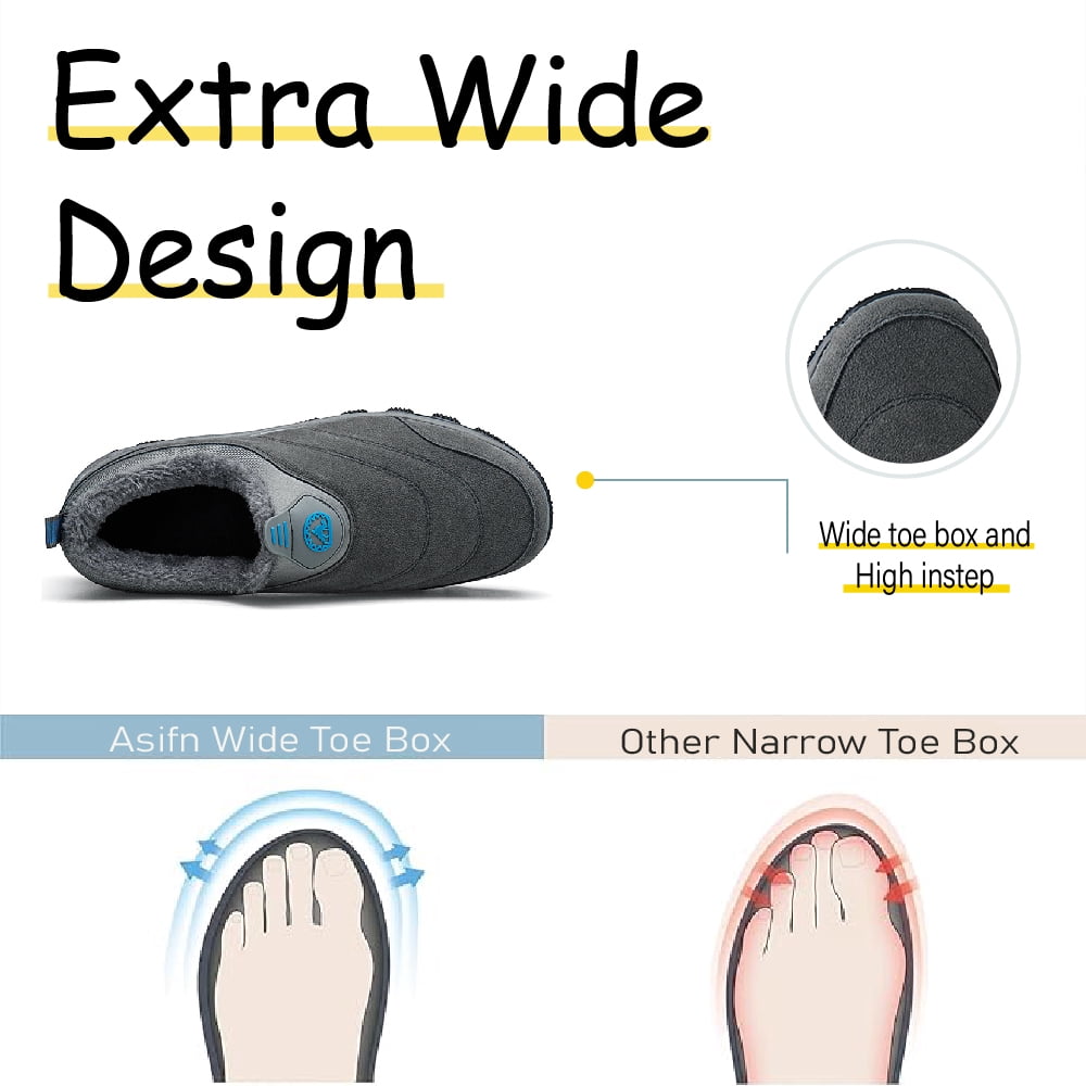 Mens Non-Slip Snow Boots Winter Outdoor Sports Shoes Fashion Casual Cotton Shoes Warm Fur Lined Hiking Shoes Gray 8.5 UK