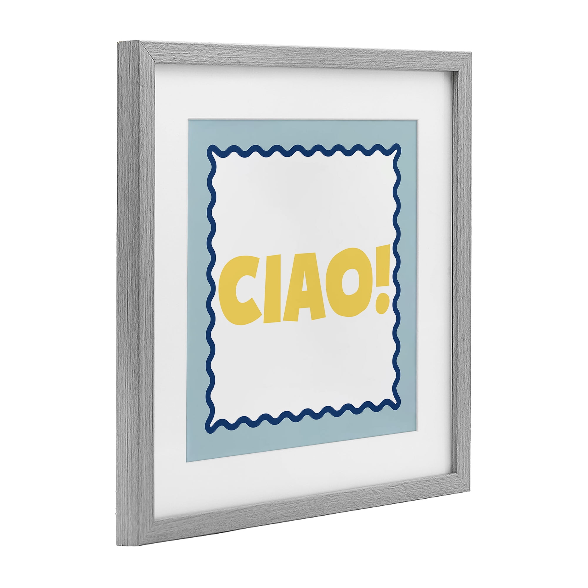 Stupell Industries CIAO! Bold Yellow Typography Gray Framed Print Under Glass, design by SD Graphics Studio