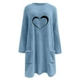 thumbnail image 5 of lcziwo Fuzzy Fleece Sweatshirts for Women Winter Warm Sherpa Pullover Cute Heart Print Casual Thermal Sweatshirt Loose Comfy Loungewear Tunic Tops with Pockets Lightning Sales Blue XL, 5 of 6