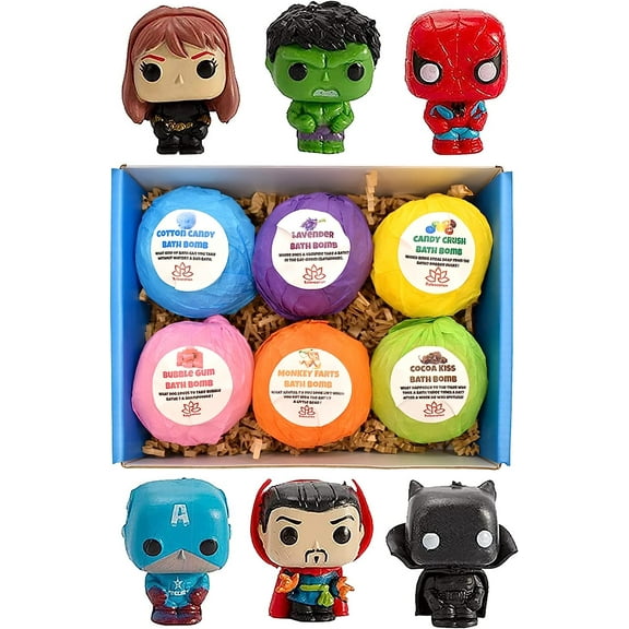 Bath Bombs for Kids with Surprise Inside Amazing Superhero Toys Handmade in USA Natural and Safe by Relaxcation