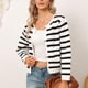 thumbnail image 2 of Cárdigan Suéteres para mujer Suéteres de otoño Recortada Invierno Cárdigan informal Blusa de un solo pecho Manga larga Raya Tops cortos Odeerbi ODB-5, 2 of 6