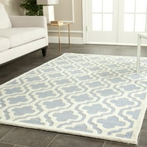SAFAVIEH Cambridge Kirsten Geometric Wool Area Rug, Light Blue/Ivory, 5' x 8'