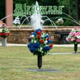 thumbnail image 4 of Sympathy Silks Artificial Cemetery Flower-Blue Mum and Red Rose Bouquet, 4 of 5