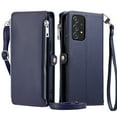 thumbnail image 2 of For Samsung Galaxy A53 5G Wallet Case – Crossbody Strap+Hand Lanyard & Zipper Pocket Credit Card Slots,Drop Tested PU Leather Magnetic Folio Cover with RFID Blocking Card Holder Phone Case,Darkblue, 2 of 8