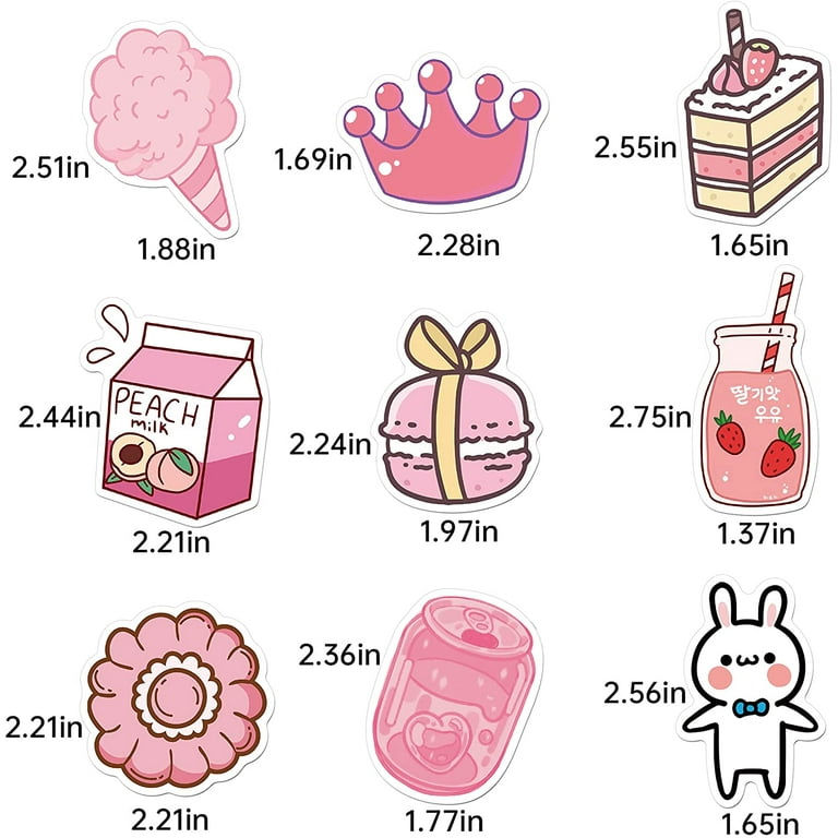 4 Sheets Set kawaii Stickers Cute Pink Stationery Sticker Notebook