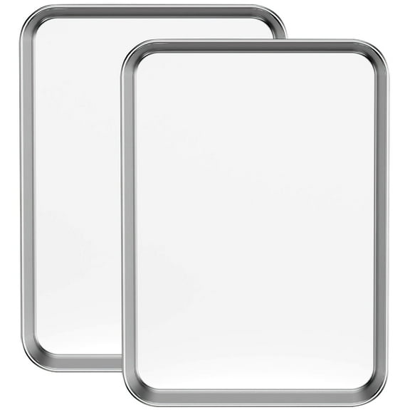 GPED Baking Sheet Set of 2, Stainless Steel Cookie Tray Pans Set for Oven, Rectangle 16” x 12” x 1”, Professional Bakeware Oven Tray, Healthy & Non-toxic, Easy Clean & Dishwasher Safe