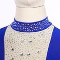 thumbnail image 6 of YONGHS Women's Single Long Sleeve Gymnastic Leotard Rhinestones Ballet Dance Bodysuit Unitards Blue S, 6 of 8