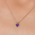 thumbnail image 3 of Gem Stone King 14K Rose Gold Purple Amethyst Pendant Necklace for Women | 0.42 Cttw | Gemstone February Birthstone | Heart Shape 5MM | With 18 inch Chain, 3 of 6
