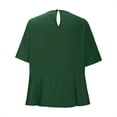 thumbnail image 6 of Round Neck Tops for Women Dressy Short Sleeve Elegant Summer Peplum Pleated Flowy Casual Blouse Shirt Trendy 2025, 6 of 6
