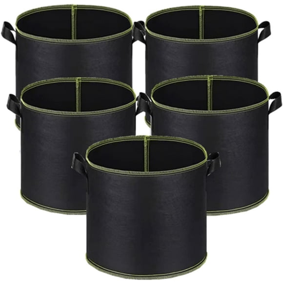 Nvzi 5-Pack 7 Gallon Grow Bags Heavy Duty Thickened Nonwoven Fabric Pots Plant Grow Bags with Handles,for Low Stress Plant Training Fruits, Vegetables, and Flowers(Black)