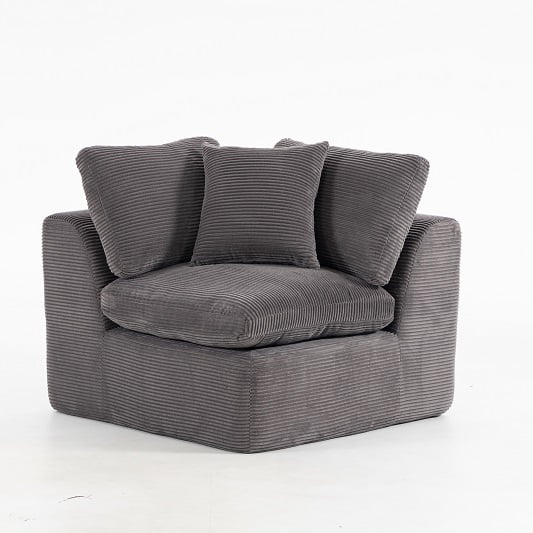Modern Modular Sectional Sofa with Ottoman, Oversized 7-Seater L-Shaped Cloud Couch for Living Room, Apartment & Family Lounge, Dark Gray