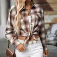 thumbnail image 6 of Flannel Plaid Shirts for Women Classic Loose Lapel Button Down Shackets Jackets Front Pocketed Fall Fashion Tops (2XL, Orange), 6 of 7