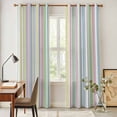 thumbnail image 4 of Colorful Striped Kitchen Curtains 84 Inch Length, Farmhouse Rainbow Color Stripes Grommet Top Bedroom Living Room Curtains, Light Filtering Cafe Curtain Drapes 2 Panels Set 84''x84'', 4 of 9