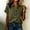 Army Green, variant on Women's 2026 Summer Collared Full Button Down Roll Cuff Short Sleeve Shirt, Curved Hem Loose Casual Blouse for Daily & Weekend Outing
