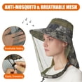 thumbnail image 3 of ASTRAEA Mosquito Head Net Hat with Neck Flap, Wide Brim Sun Hat UPF 50+ UV Protection Safari Cap for Men Women Outdoor Fishing Hiking Gardening, Camouflage Green, 3 of 7