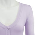 thumbnail image 2 of YEMAK Women's Cropped Bolero 3/4 Sleeve Button Down Cardigan Sweater CO129-LIL-1X, 2 of 11