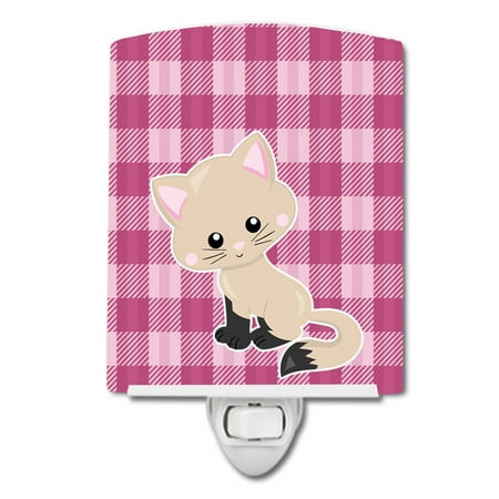

Caroline s Treasures BB6886CNL Kitten Cat on Pink Ceramic Night Light 6x4x3 multicolor