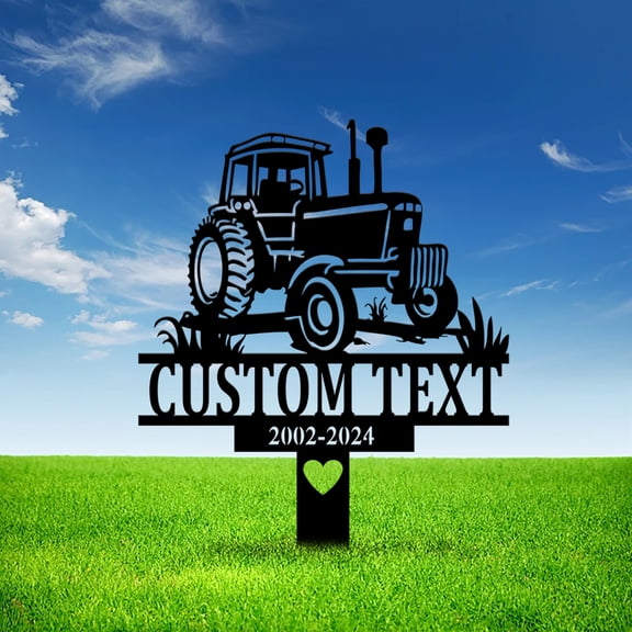 Personalized Farmer Memorial Stake, Metal Stake With Solar, Farming Heaven's Fields, Mom Loss, Grave Marker, Farmer Loss