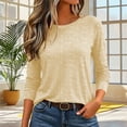 thumbnail image 5 of PBFRDSJ Women's Crew Neck Stripe Blouse, Long Sleeve Textured Casual Top, Relaxed Fit Daily Wear Shirt, Sizes S-5XL, 5 of 6
