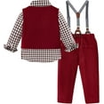 thumbnail image 2 of ZOEREA Toddler Boy Suit Formal Wedding Outfits Gentleman Clothes Long Sleeve Shirt + Suspender Pants + Bowtie, 2 of 6