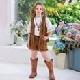 thumbnail image 2 of Vividxx Girls Western Boho Outfits Sets Fringe Vest Shorts Outfits Sets For Oktoberfest Casual Summer Wear Toddler Teen Retro Style Solid Color Soft Dailywear, 2 of 9
